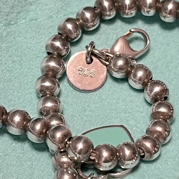 Tiffany & Co. blue enamel return to Tiffany Heart Bracelet (7 inches) - Picture 4 of 5